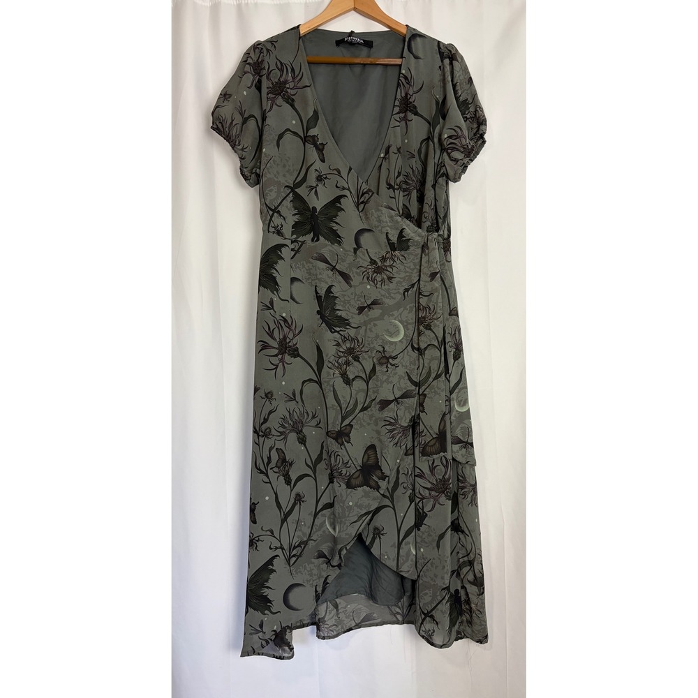 Disturbia Gloriana Floral Fairy Print Chiffon Midaxi Wrap Dress US 12 NEW Witchy